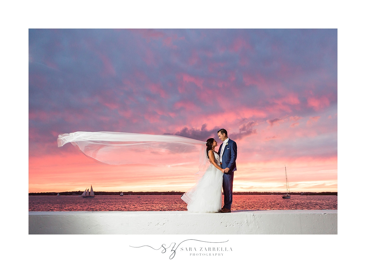 Belle Mer wedding portraits at sunset by Sara Zarrella Photography