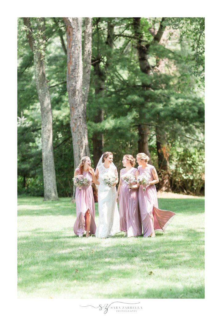 bridesmaids pose for Sara Zarrella Photography on Rhode Island wedding day