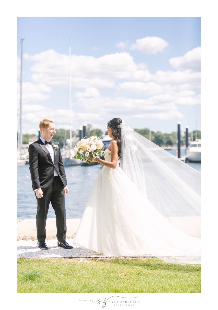 waterfront first look by Sara Zarrella Photography