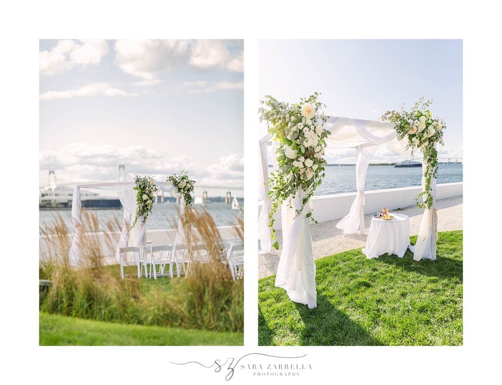 waterfront wedding ceremony at Belle Mer by Sara Zarrella Photography