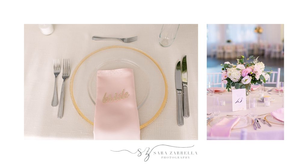 bride's place setting in Belle Mer with Sara Zarrella Photography