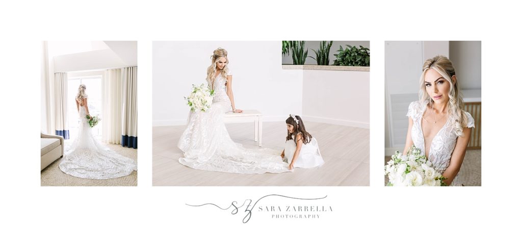 bride and flower girl pose for Sara Zarrella Photography