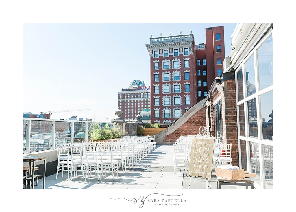 rooftop Providence G wedding ceremony photographed by Sara Zarrella Photography