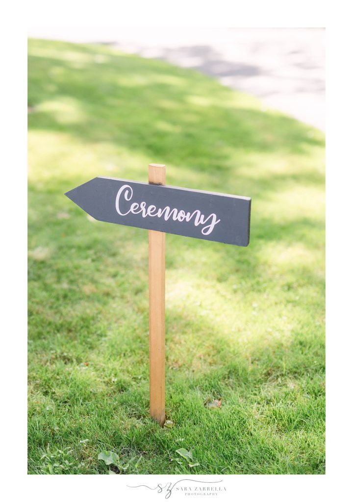 ceremony sign for Squantum Association with Sara Zarrella Photography