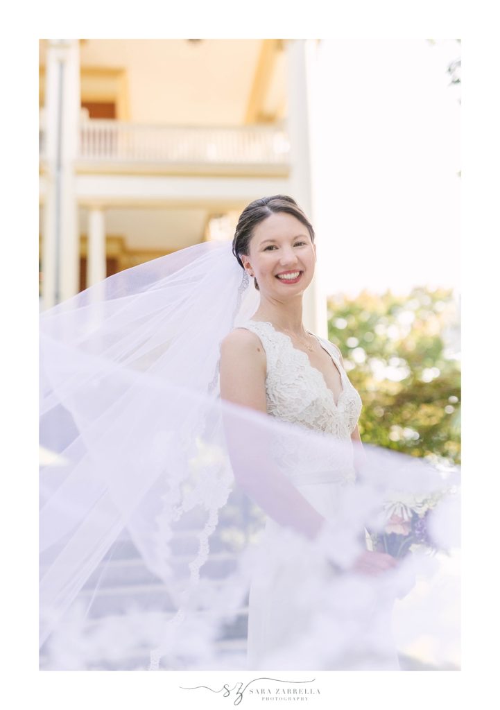 bridal portrait with veil photographed by Sara Zarrella Photography