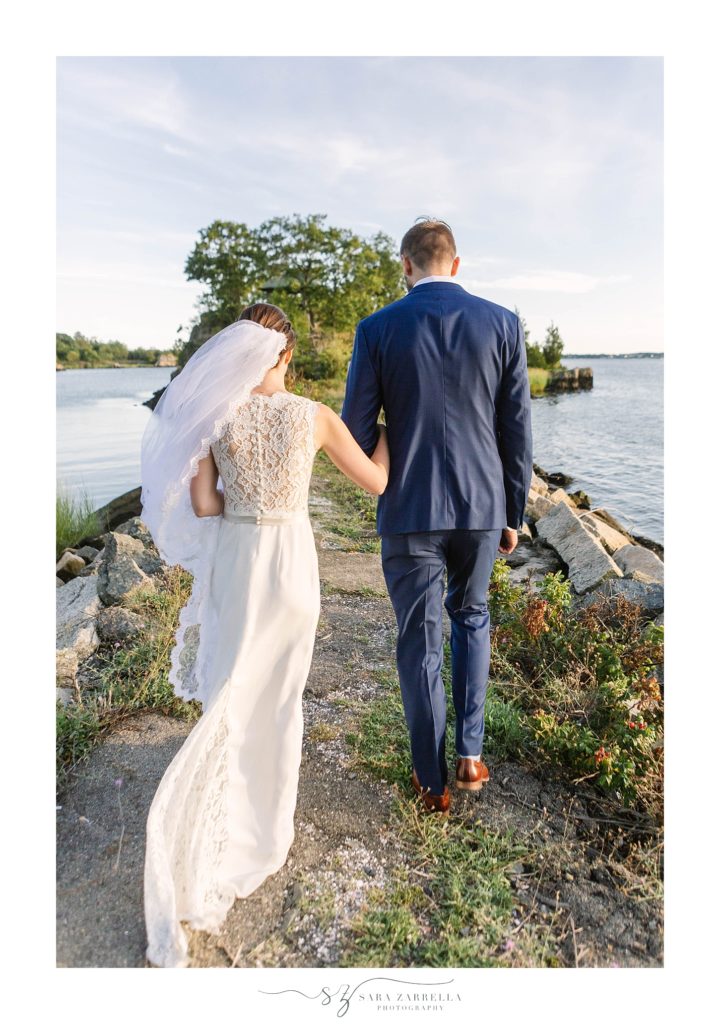 Sara Zarrella Photography captures bride and groom on Squantum Association island