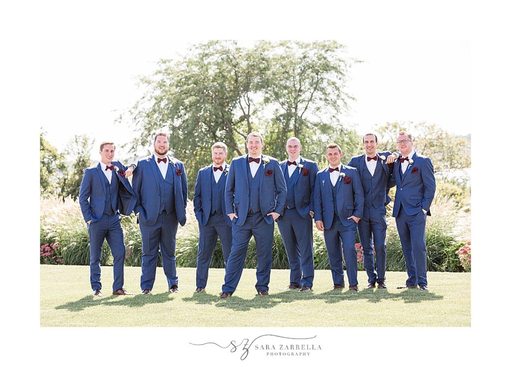 groomsmen pose at Brenton Point for Sara Zarrella Photography