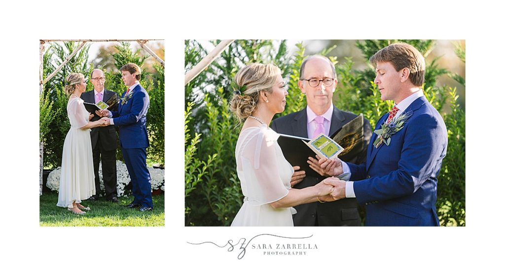 outdoor wedding ceremony in Westerly RI with Sara Zarrella Photography