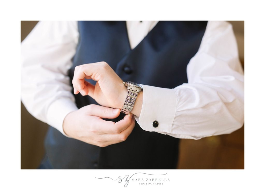 groom's details during prep photographed by Sara Zarrella Photography