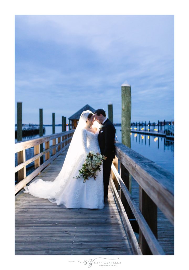 Rhode Island wedding portraits in the winter along the water by Sara Zarrella Photography