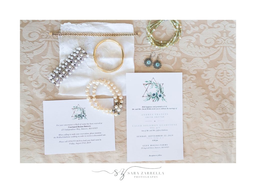 Sara Zarrella Photography photographs Massachusetts wedding invitation