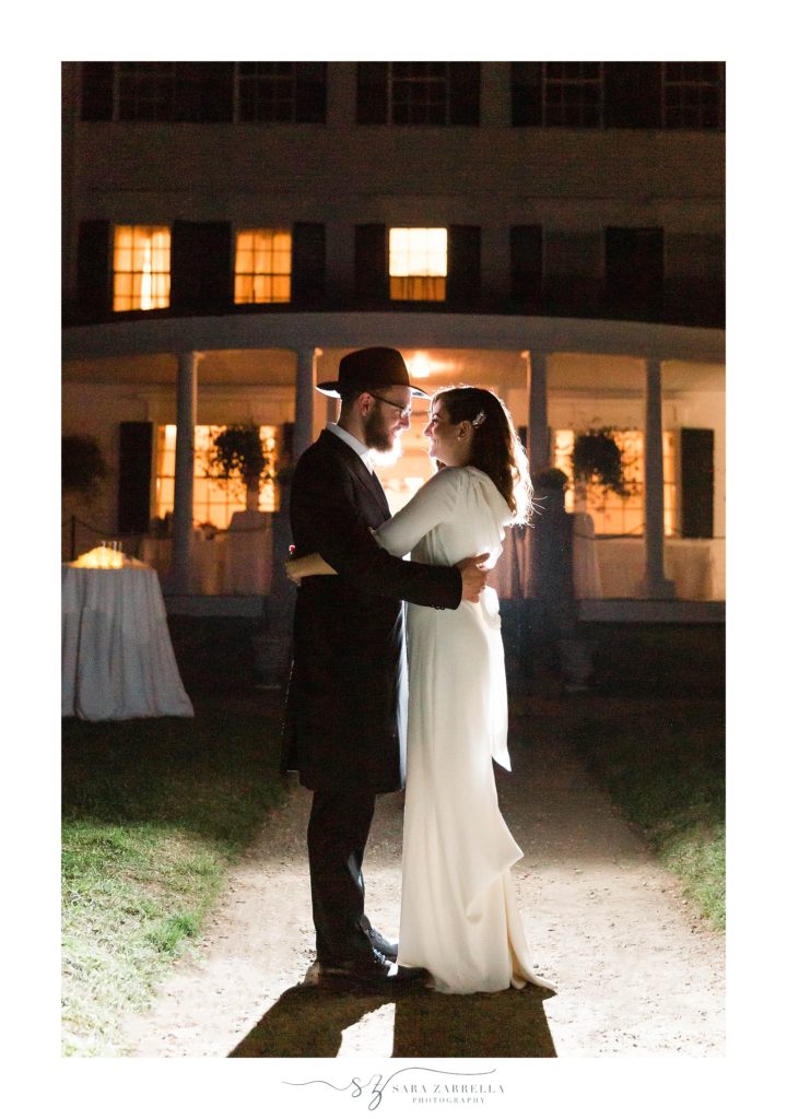 nighttime wedding portraits at Glen Magna Farms with Sara Zarrella Photography