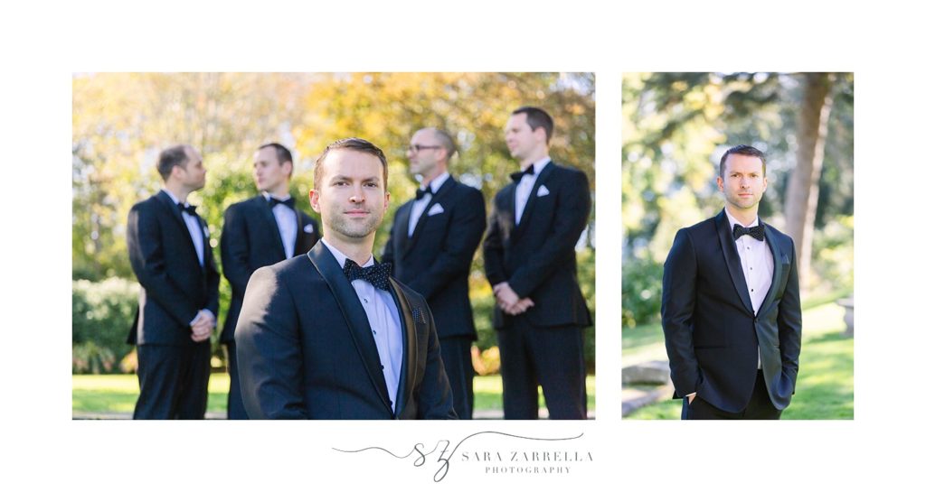groomsmen portraits with groom in Rhode Island by Sara Zarrella Photography