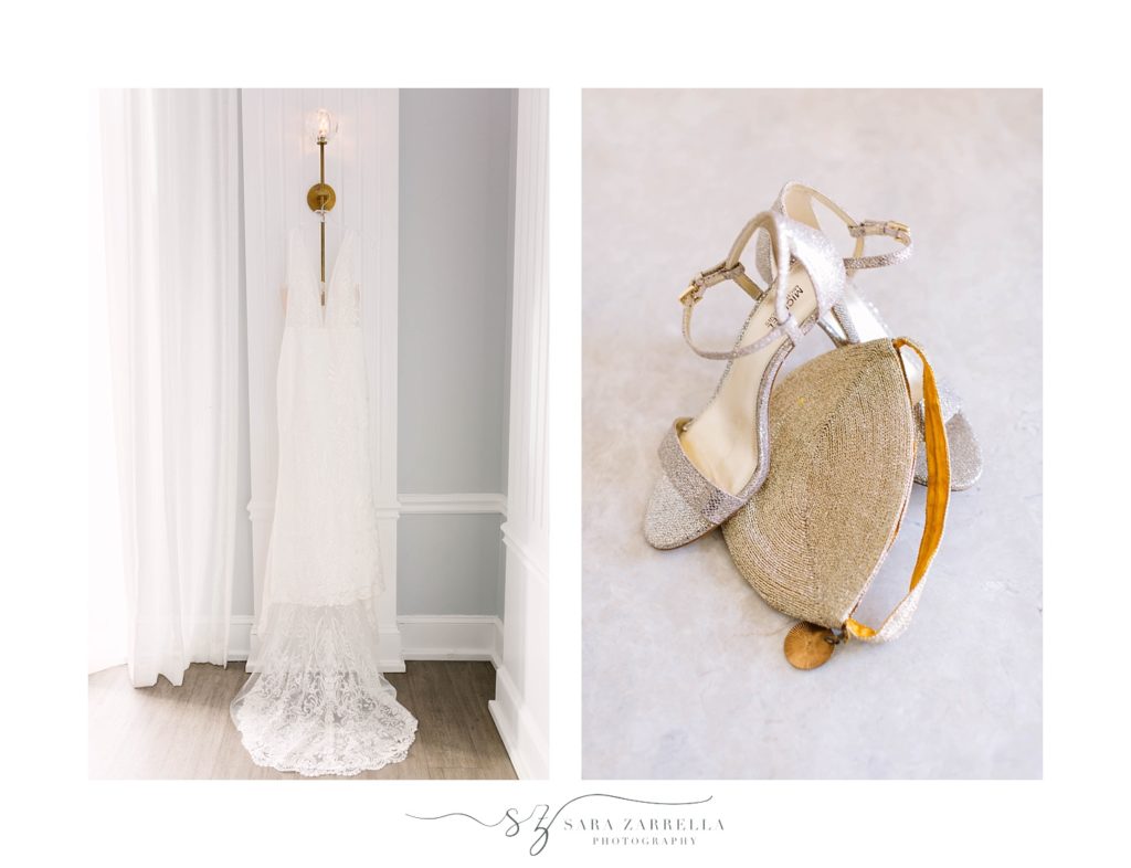 bride's dress and shoes photographed by Sara Zarrella Photography