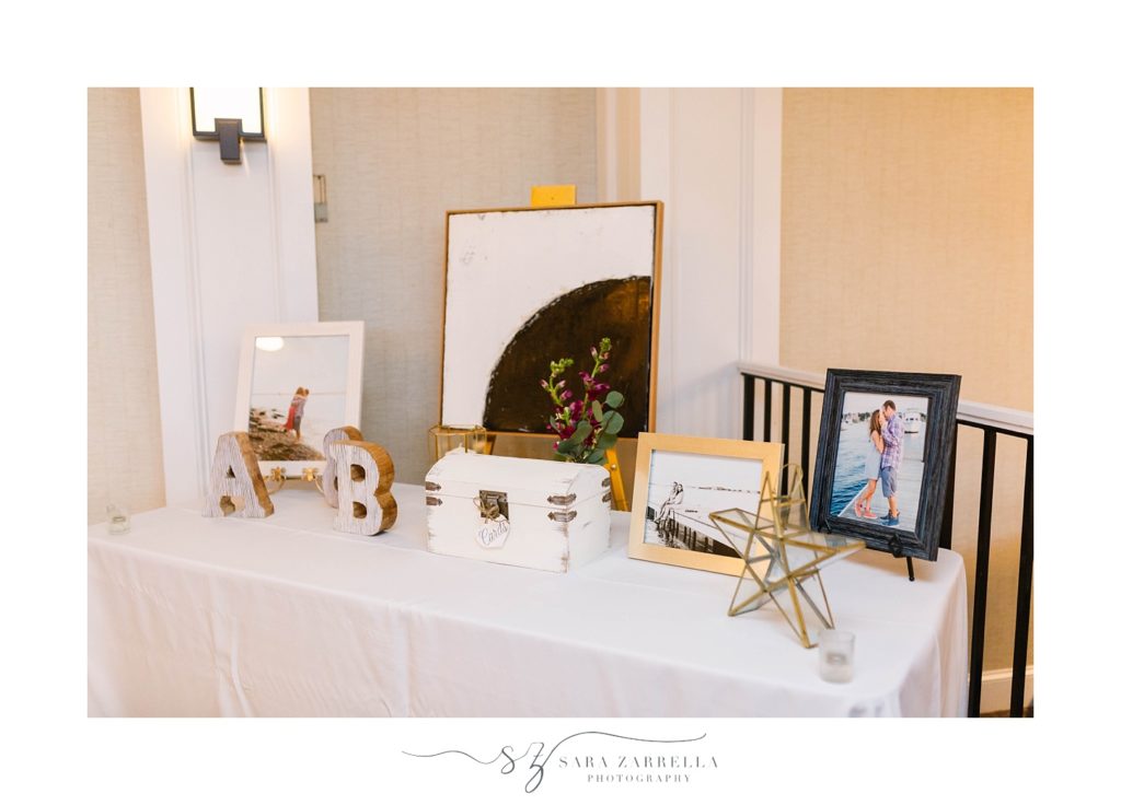 Sara Zarrella Photography photographs memory table during winter wedding ceremony