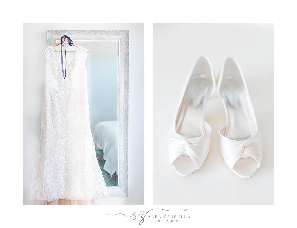 bride's shoes and Oleg Cassini gown photographed by Sara Zarrella Photography