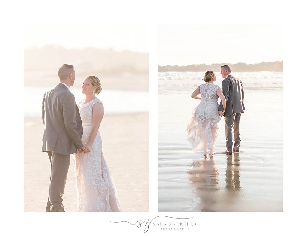sunset beach wedding portraits with Sara Zarrella Photography