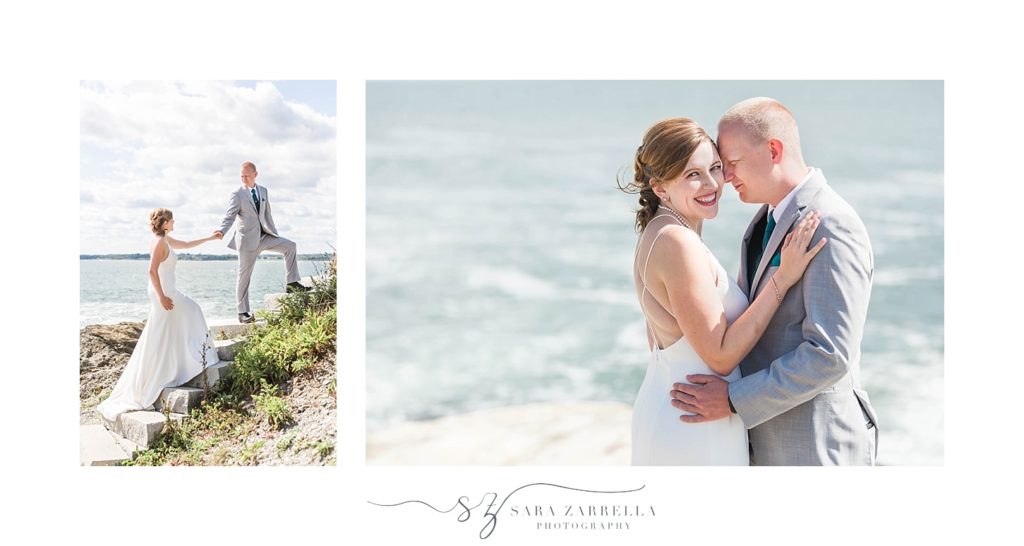 waterfront wedding portraits at Brenton Point with Sara Zarrella Photography