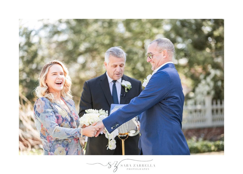 Sara Zarrella Photography captures bride and groom laughing during elopement