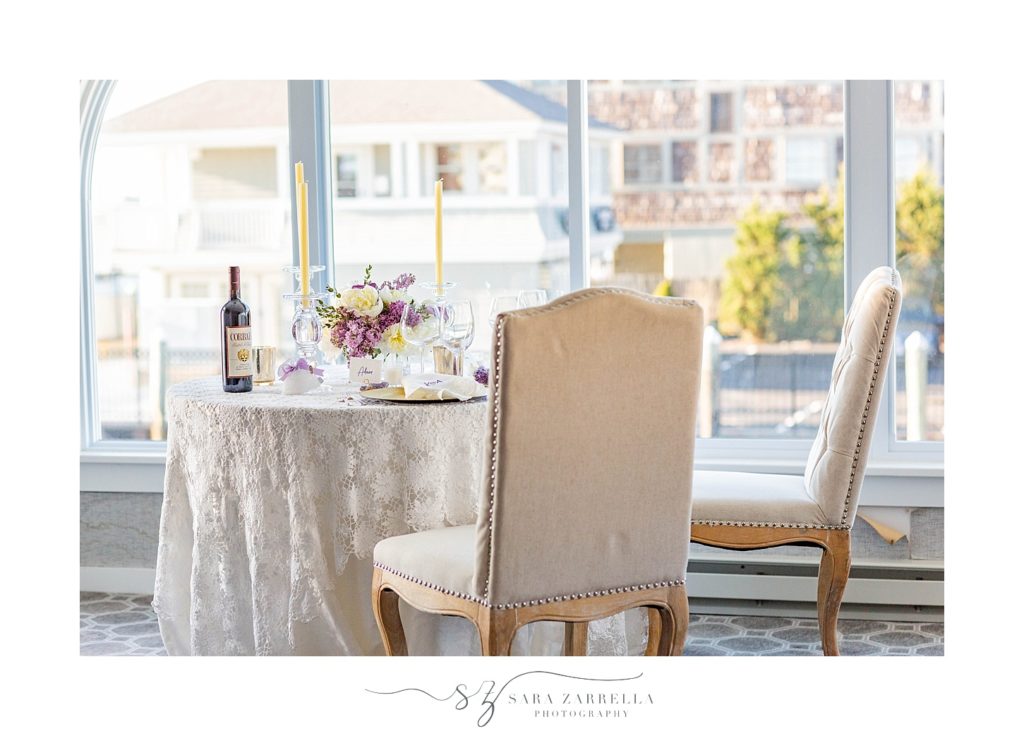 romantic dinner for bride and groom in Newport RI photographed by Sara Zarrella Photography
