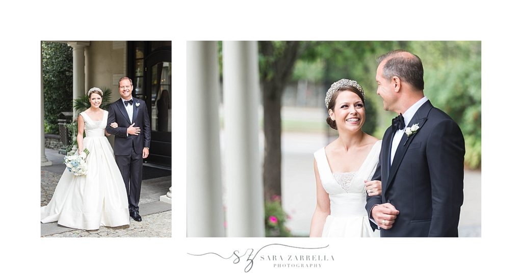 bride and her father have emotional moment before ceremony with Sara Zarrella Photography