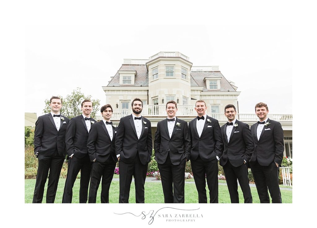Newport RI groomsmen pose for Sara Zarrella Photography