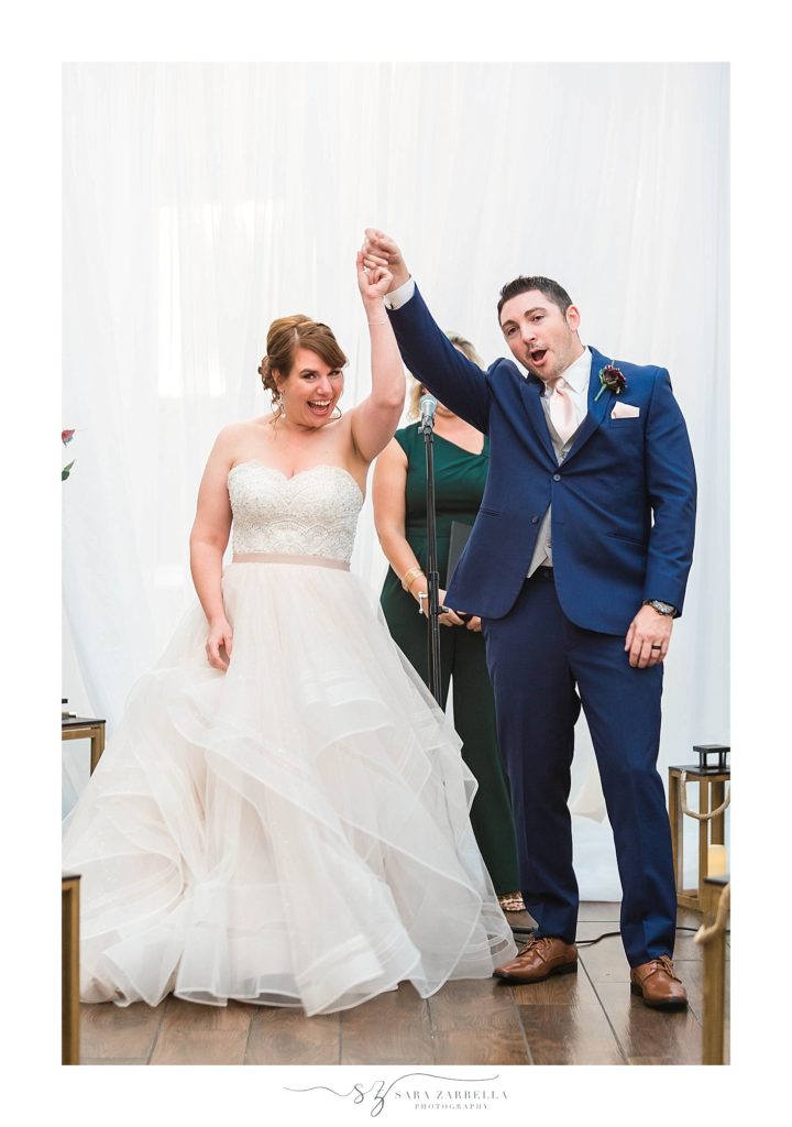 bride and groom celebrate being married with Sara Zarrella Photography
