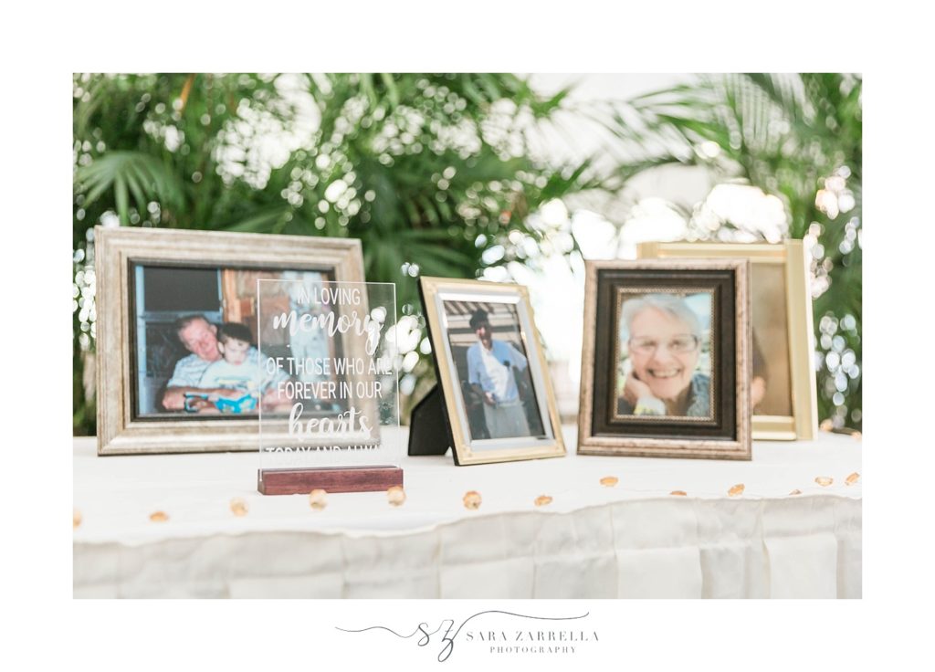 memory table at RI wedding photographed by Sara Zarrella Photography