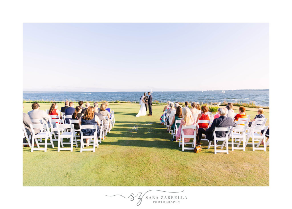 waterfront wedding ceremony at Warwick Country Club