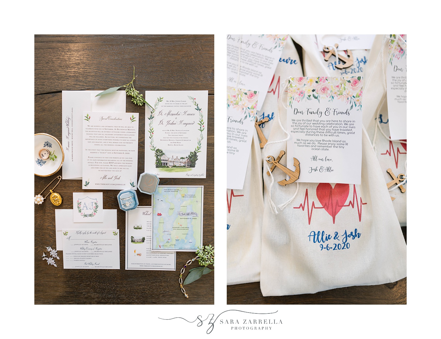 guest bags for Blithewold Mansion Wedding