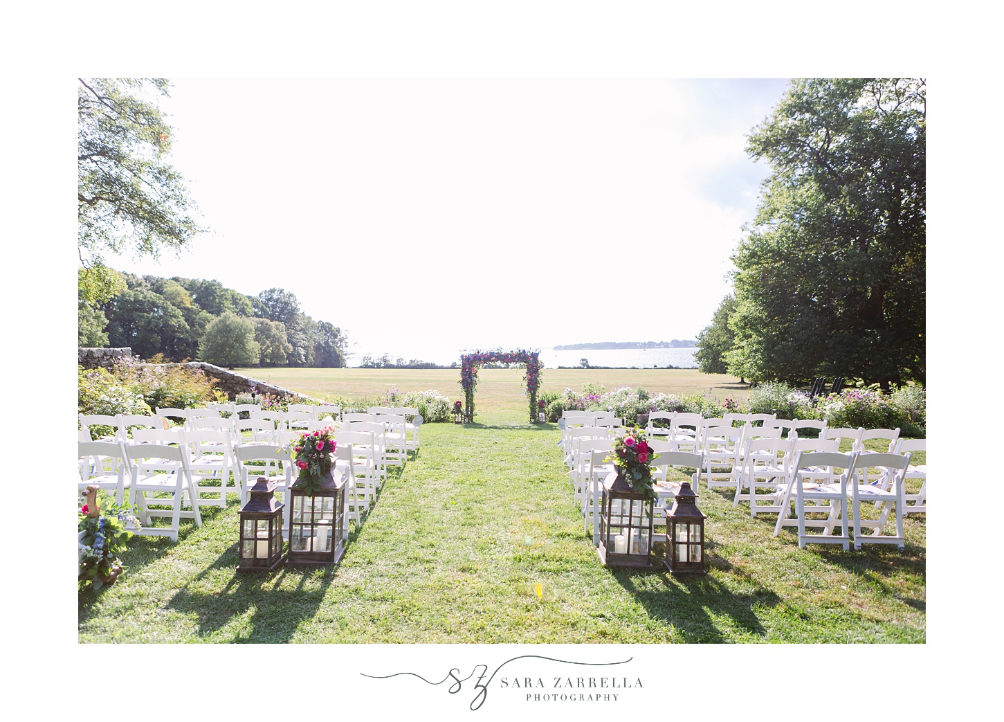 Blithewold Mansion Wedding ceremony outdoors