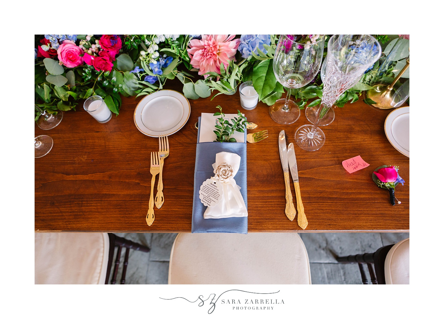 place settings at Blithewold Mansion wedding reception