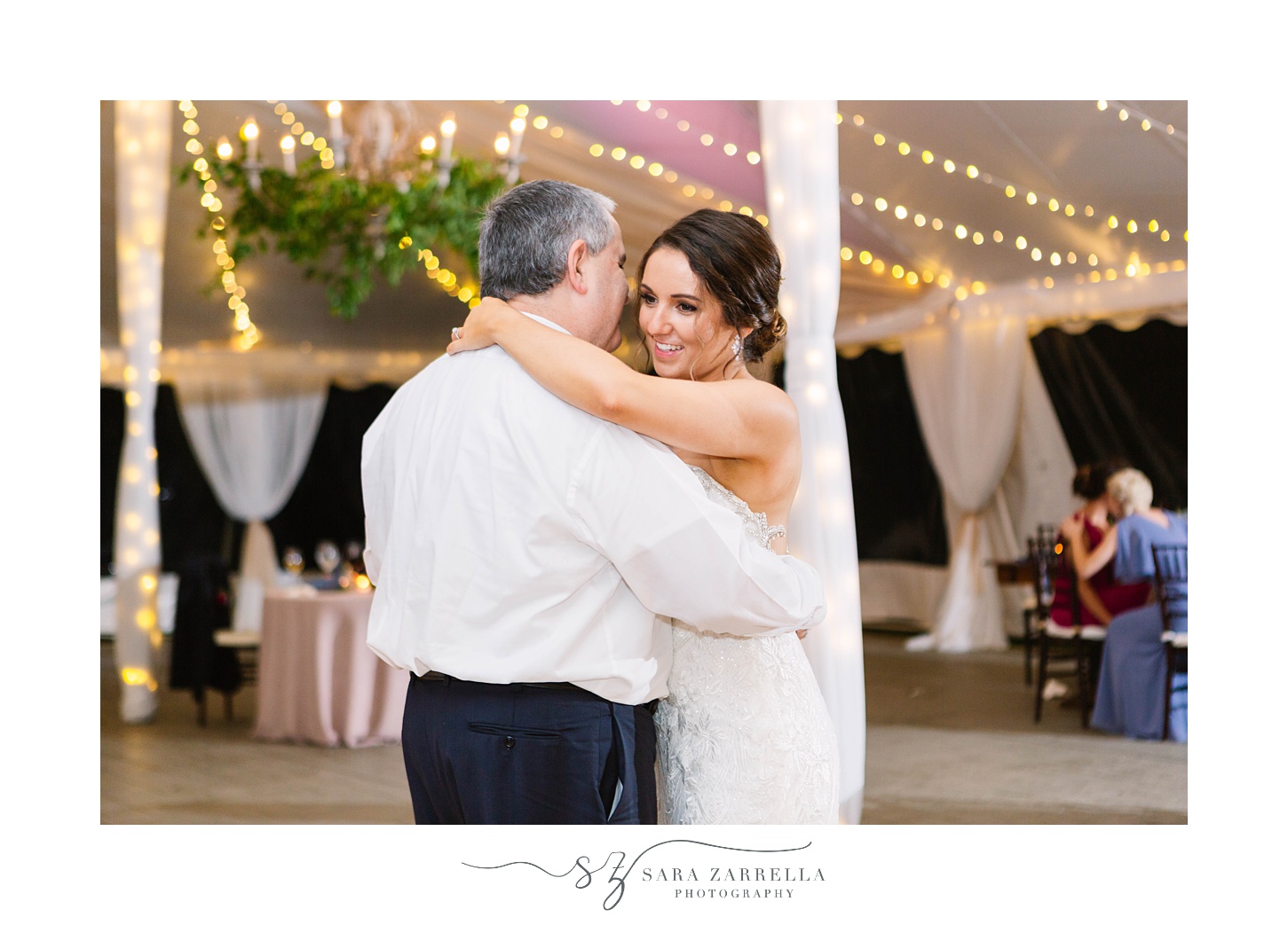 father-daughter dance at Blithewold Mansion wedding reception