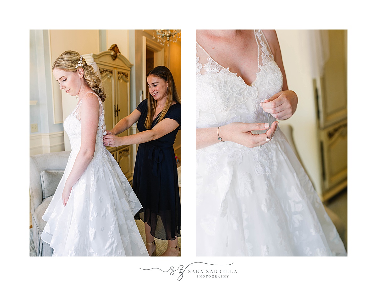 bridal prep on the morning of The Chanler at Cliff Walk wedding