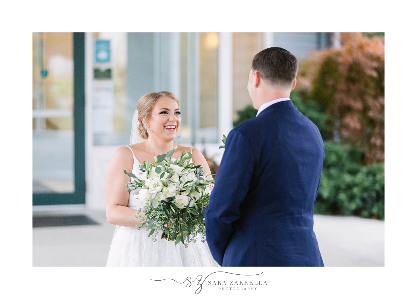 Lincoln RI wedding day first look photographed by Sara Zarrella Photography