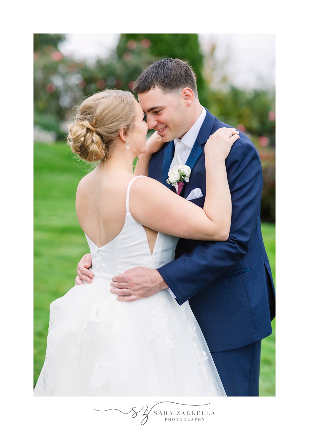 newlyweds dance during wedding portraits at Kirkbrae Country Club