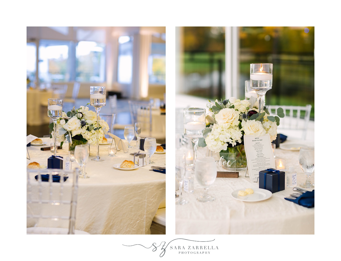 classic wedding reception details at Kirkbrae Country Club