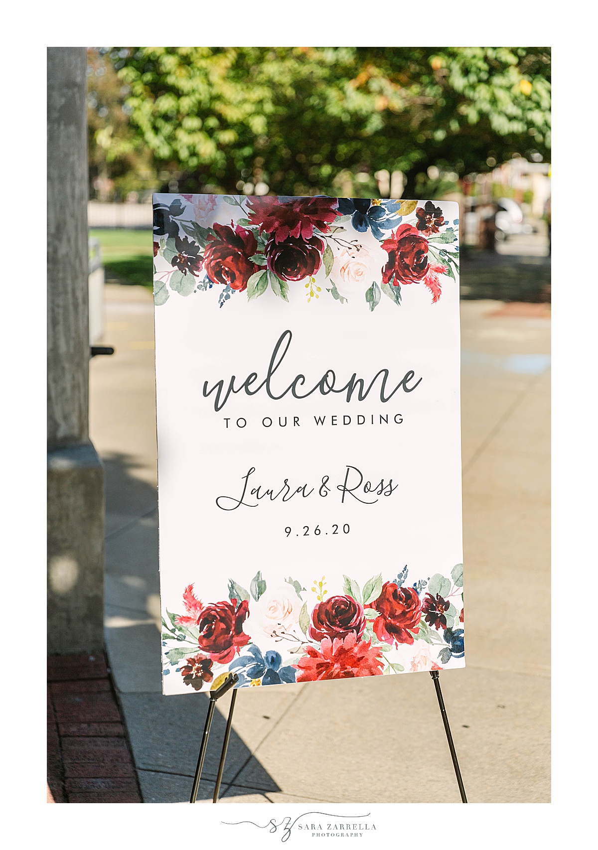 welcome sign for La Salle Academy Chapel wedding
