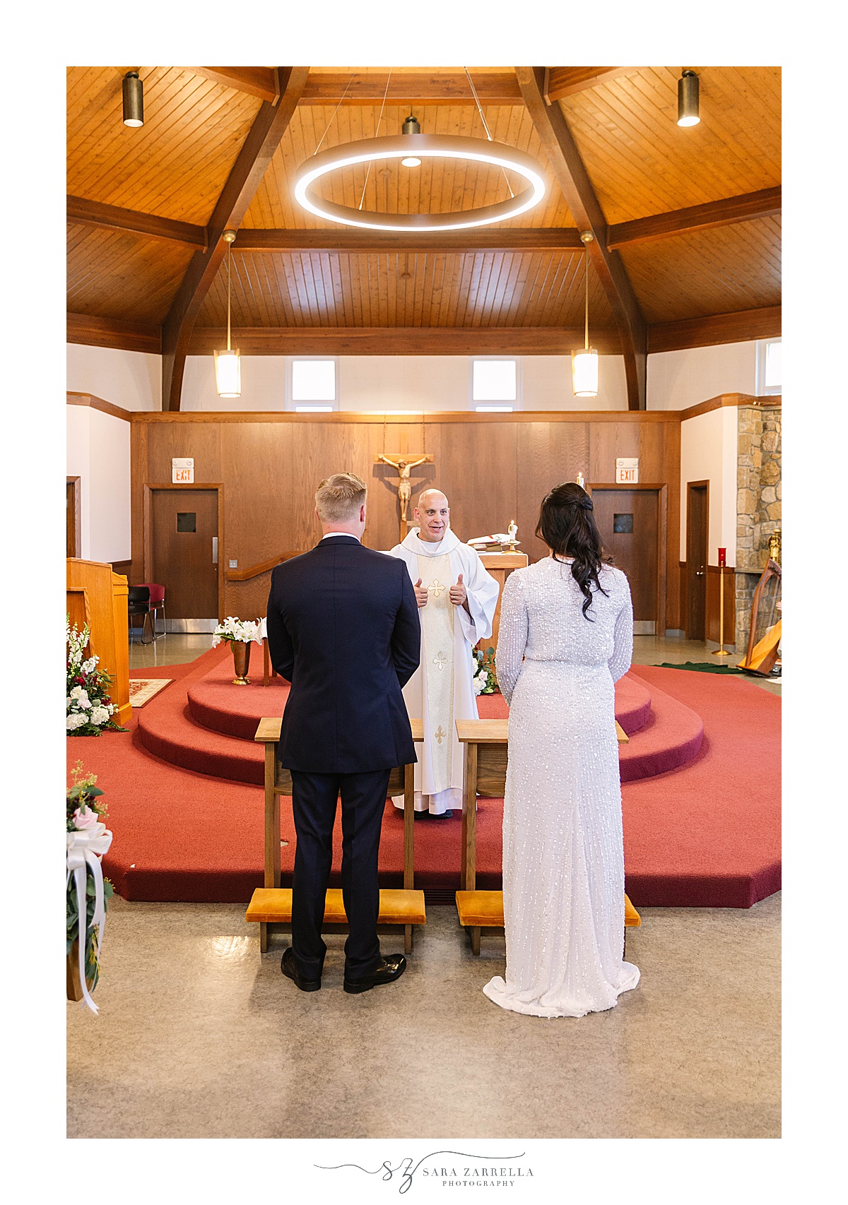 Providence RI wedding ceremony in La Salle Academy Chapel