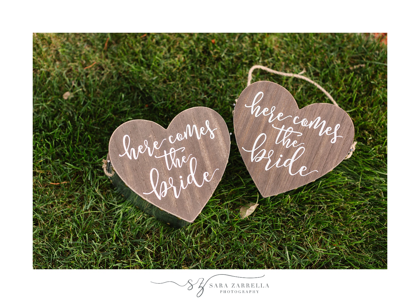 rustic signs to welcome bride during RI wedding