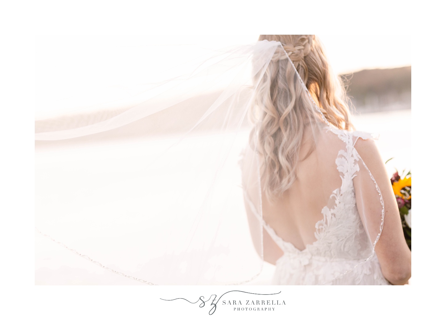 back of bride's gown with lace details