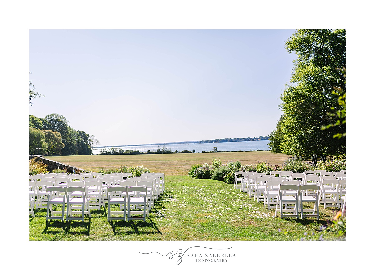 Blithewold Mansion wedding ceremony overlooking water