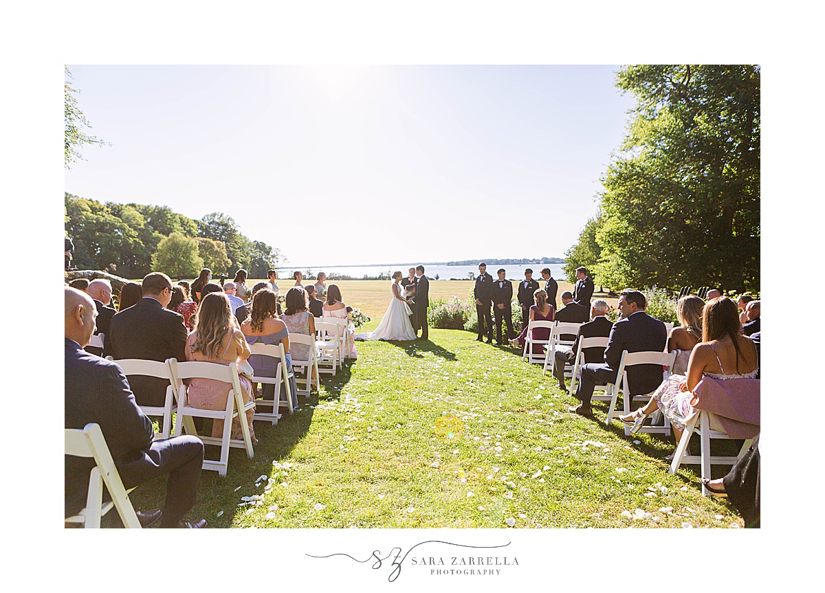 Blithewold Mansion wedding ceremony along waterfront
