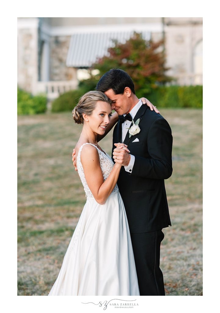 newlyweds pose in Rhode Island during wedding photos with Sara Zarrella Photography