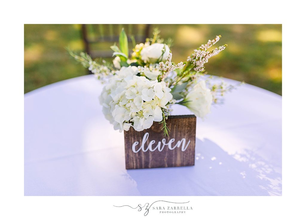 wooden table numbers for RI wedding