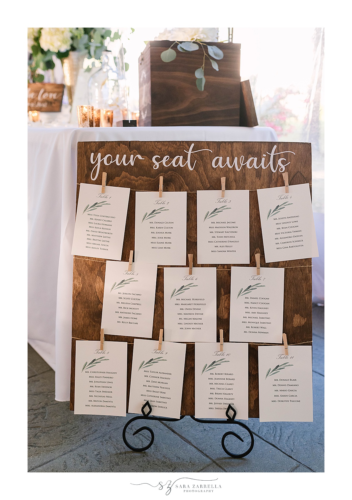seating chart for RI wedding reception