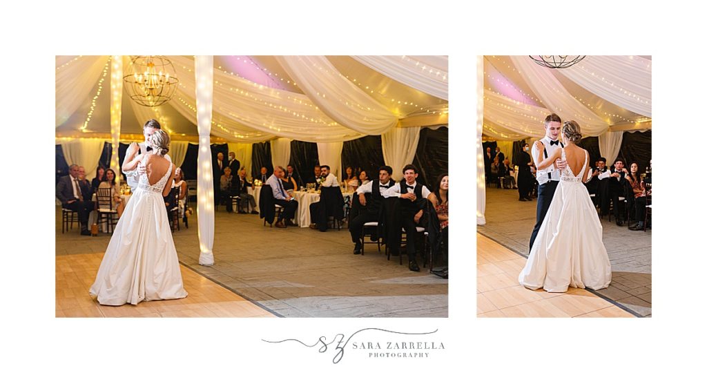 bride and brother dance during RI wedding reception