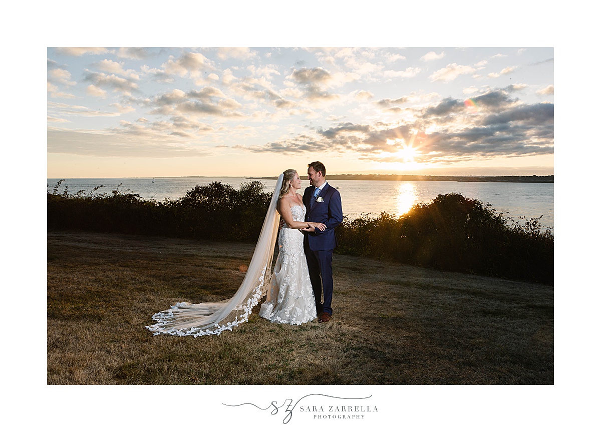 sunset wedding portraits in Rhode Island