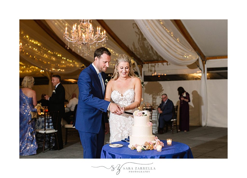 Rhode Island wedding reception cake cutting