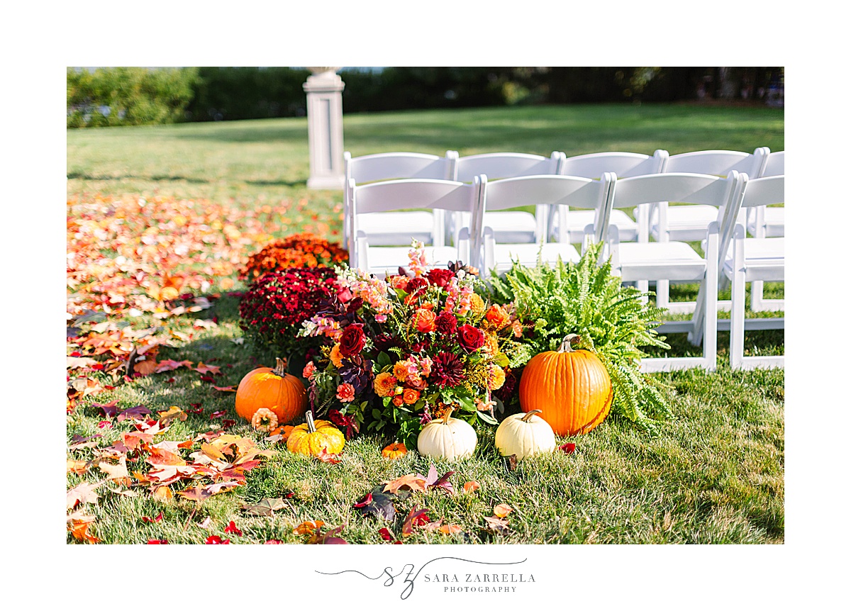 fall decor for outdoor wedding ceremony in Newport RI